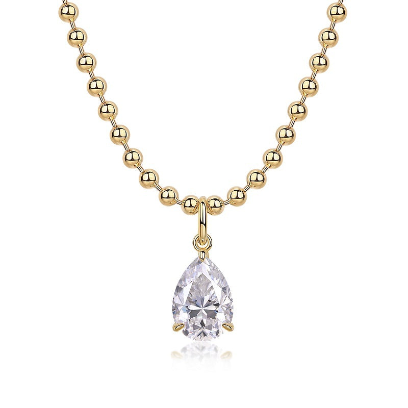 Wish Light - A Fashionable And Trendy Diamond Jewelry Necklace Pendant Set With Pear-shaped Moissanite S925 Sterling Silver And Gold Plating