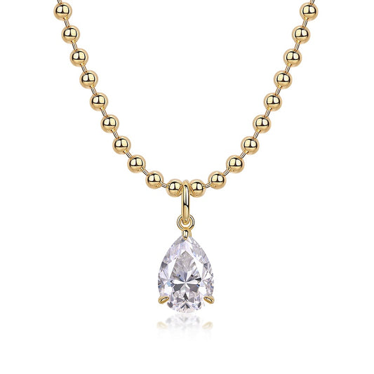 1Wish Light - A Fashionable And Trendy Diamond Jewelry Necklace Pendant Set With Pear - shaped Moissanite S925 Sterling Silver And Gold Plating Prohibit TikTok sales - 5 - cjdropshipping