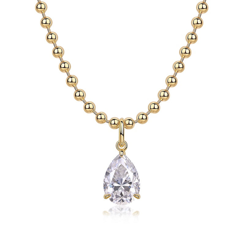 1Wish Light - A Fashionable And Trendy Diamond Jewelry Necklace Pendant Set With Pear - shaped Moissanite S925 Sterling Silver And Gold Plating Prohibit TikTok sales - 5 - cjdropshipping