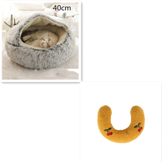 2 In 1 Dog And Cat Bed Pet Winter Bed Round Plush Warm Bed House Soft Long Plush Pets Bed Pet Products - 0 - CJ