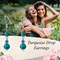 Turquoise Earrings for Women Sterling Silver Hooks Dangle Drop Earrings for Girls Gifts