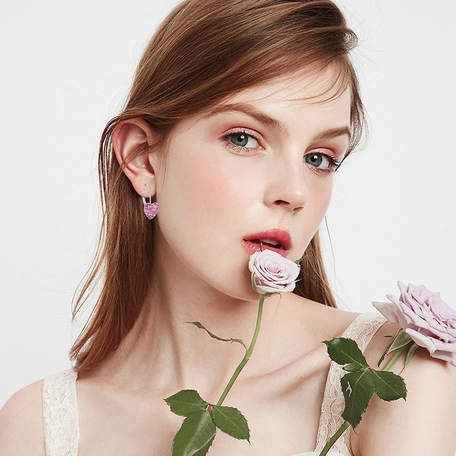 925 Sterling Silver Heart Leverback Sleeper Small 10mm Heart Dangle Hoop Earrings