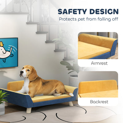 Dog Sofa Bed for Small Dogs with Soft Cushion, Washable Cover & Non - Slip Foot Pads, Orange - 5 - CJ
