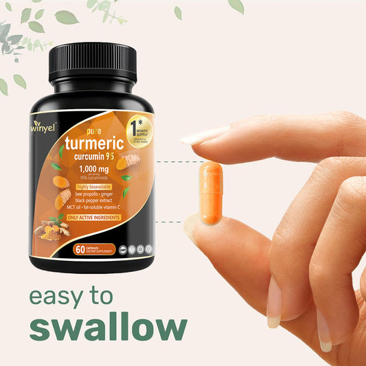 Premium Turmeric Curcumin Supplements 1000mg - Great Absorption Rate - Supports Heart, Brain And Joint Health - 60 Capsules - 5 - CJ