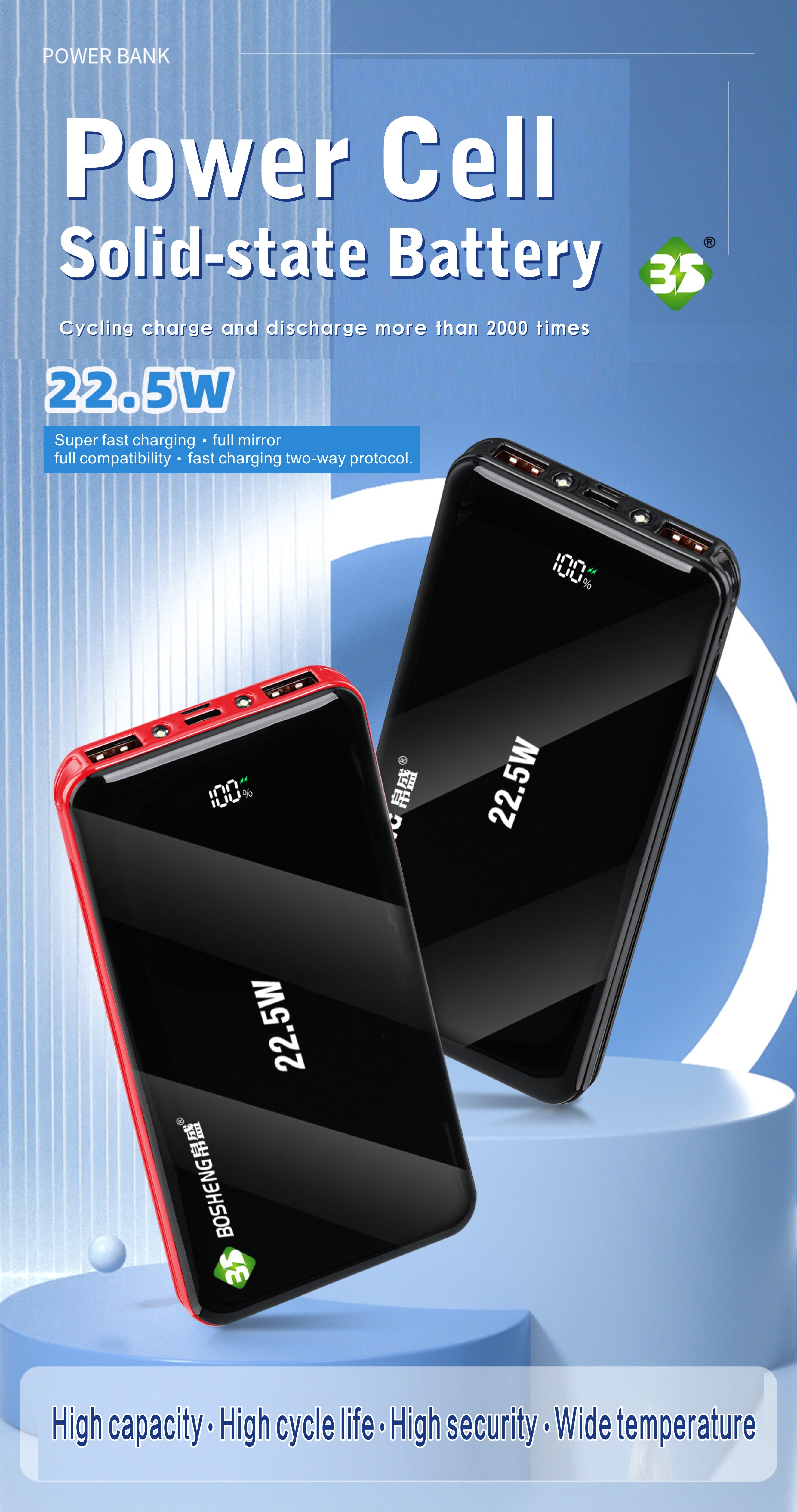 Portable Power Bank  Fast Charging Universal Battery Pack For IPhone, Android & All Devices, Compact & Lightweight,  Travel - Friendly - 5 - CJ