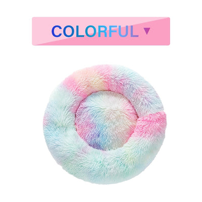 Fluffy Donut Dog Bed  Warm Soft Long Plush Pet Cushion Dog House Cat  Bed Washable Pet Sofa Mat Calming Samll Large Dog Beds - 4 - CJ