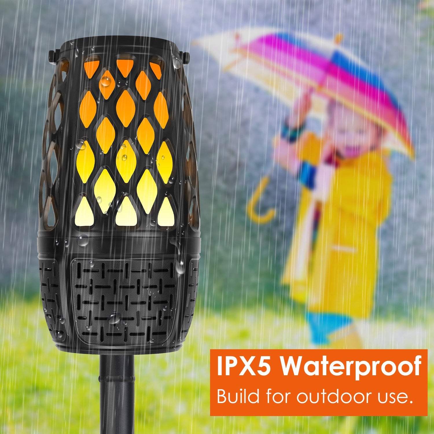 1Pc 4 In 1 Wireless 5.3 Outdoor Speaker IPX5 Waterproof Patio Speaker LED Flame Speaker With 3 Flame Light Modes Hook Stake Wall Mount Holder Sync Up To 1,00 Speakers - 5 - CJ