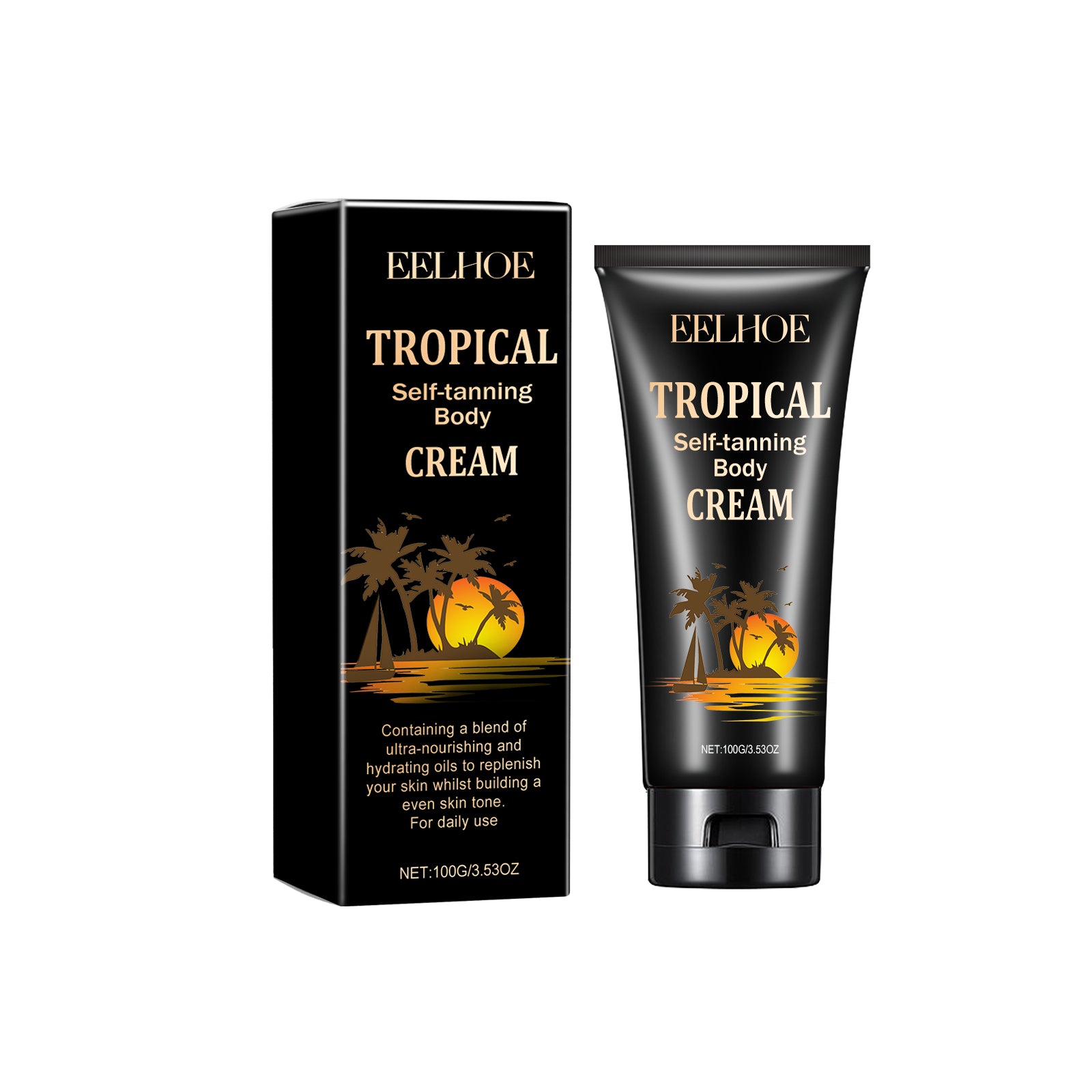 EELHOE Tropical Self-Tanning Body Cream, Natural Wheatskin Moisturizing And Moisturizing Cream For Tanning And Tanning