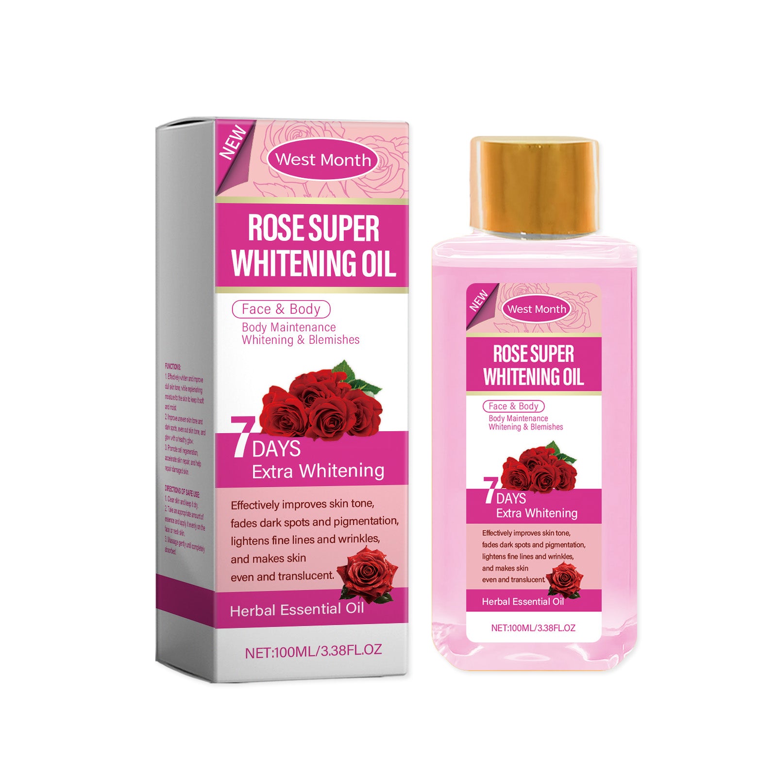 West&Month Rose Body Oil, Moisturizing, Hydrating, Hydrating And Purifying Daily Care Soothing Body Rose Oil - 5 - CJ