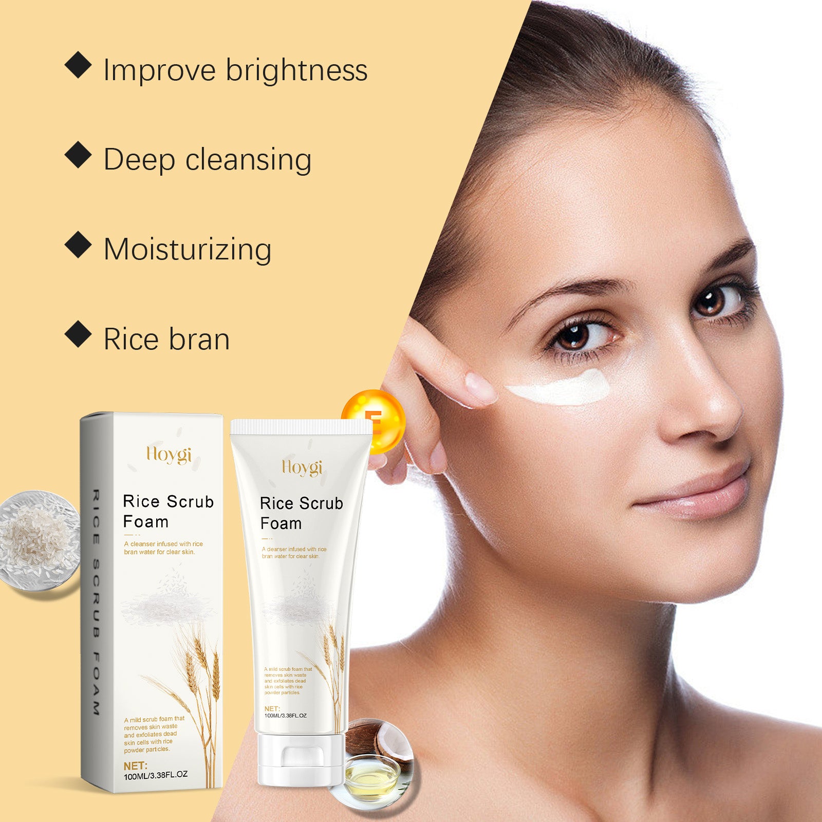 Hoygi Rice Cleanser Gently Cleanses, Hydrates, Moisturizes, Controls Oil, Is Not Tight, Soothes And Repairs Skin - 5 - CJ