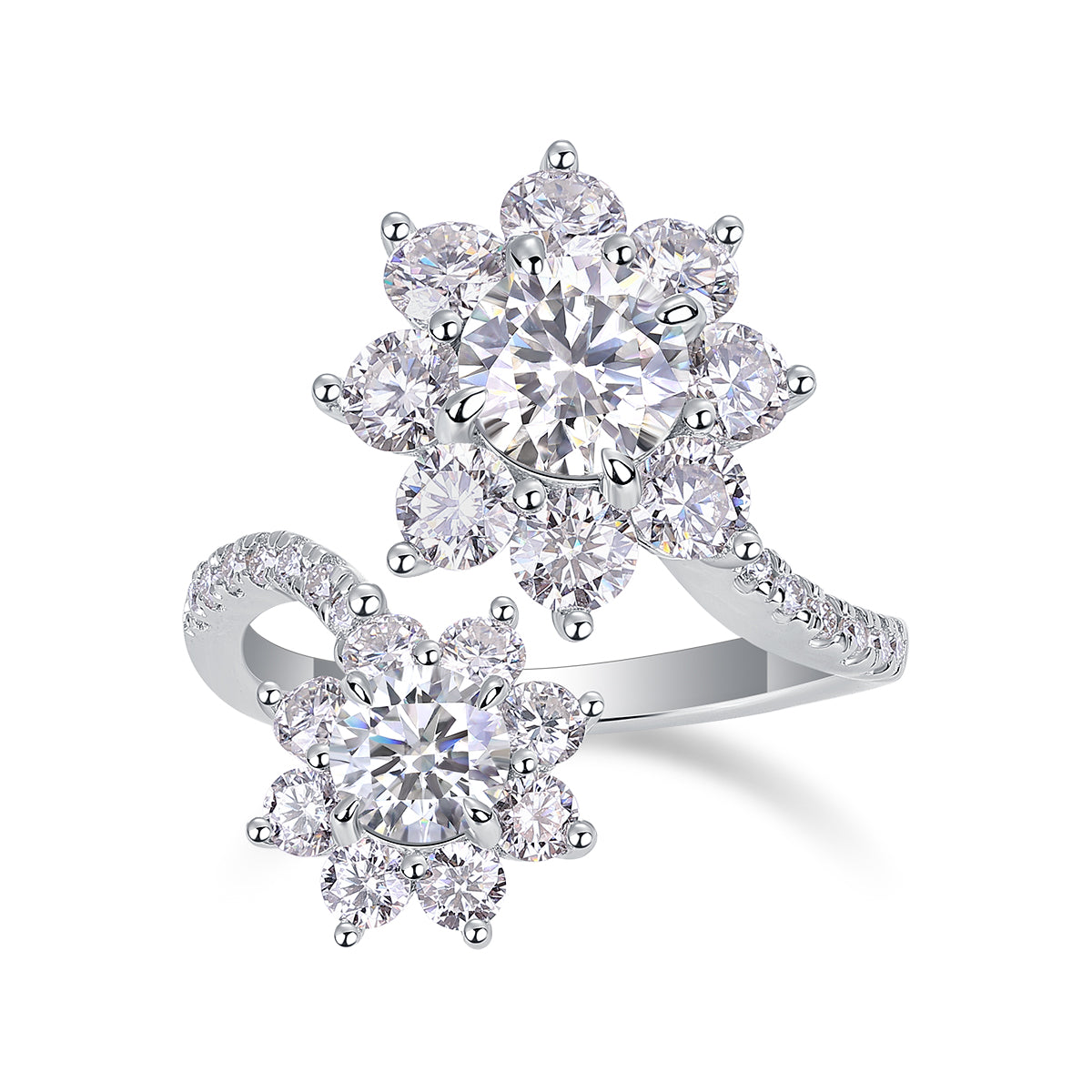 1Petal Morning Dew - A Fashionable Diamond Jewelry Piece Set With 1 - carat Moissanite S925 Sterling Silver And Platinum Diamond Ring Prohibit TikTok sales - 5 - CJ
