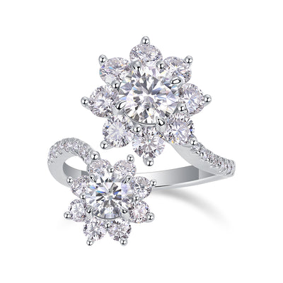 1Petal Morning Dew - A Fashionable Diamond Jewelry Piece Set With 1 - carat Moissanite S925 Sterling Silver And Platinum Diamond Ring Prohibit TikTok sales - 5 - CJ