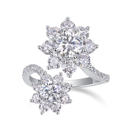 1Petal Morning Dew - A Fashionable Diamond Jewelry Piece Set With 1 - carat Moissanite S925 Sterling Silver And Platinum Diamond Ring Prohibit TikTok sales - 5 - CJ