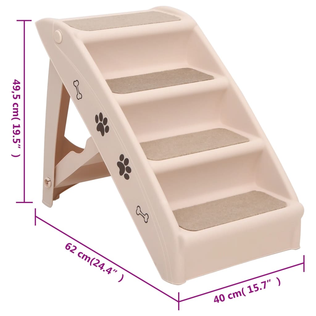 Foldable Dog Stairs Cream 62x40x49.5 cm   Dog Stairs - 5 - cjdroshippping