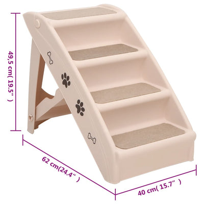 Foldable Dog Stairs Cream 62x40x49.5 cm   Dog Stairs - 5 - cjdroshippping