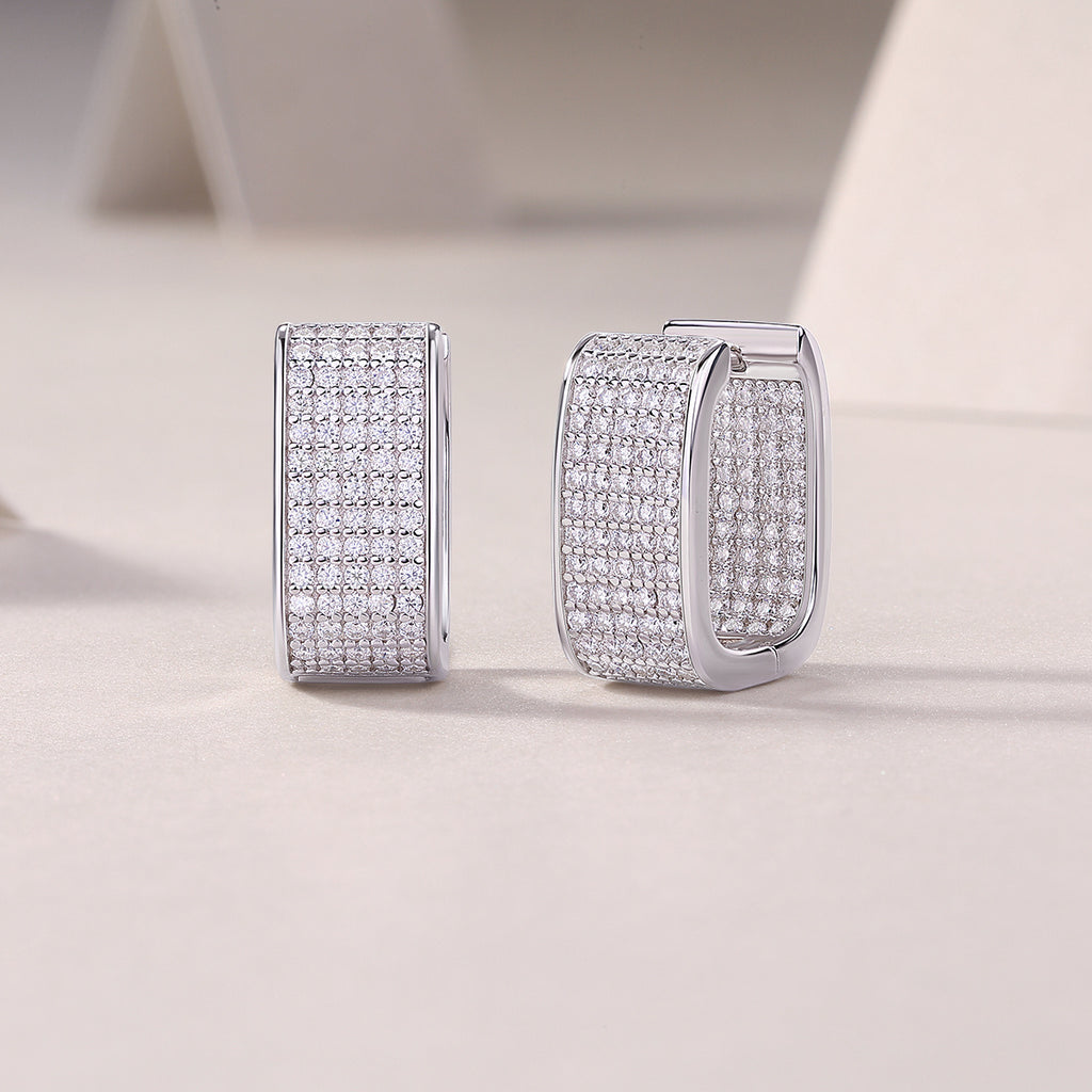 Star Light Luxury Fashion Diamond Earrings Stud Set With Mosan Diamond Silver Jewelry