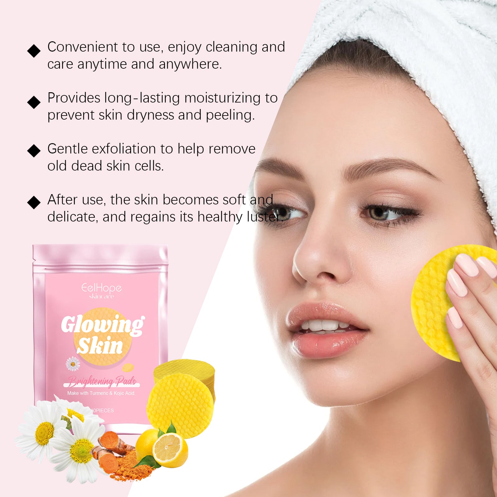 Eelhope Turmeric Kojic Acid Cleansing Gasket Gently Cleanses Facial Skin Pores, Moisturizes And Refreshes Skin Care - 5 - CJ