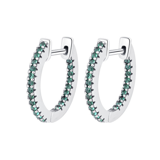 S925 Sterling Silver Small Group European And American Zircon Earrings For Women Simple And Cool - 4 - CJ