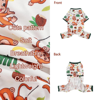 Dog Pajamas Pjs Spring Summer Dog Clothes For Small Dogs Girl Boy, Soft Stretchy Tiny Chihuahua Yorkie Puppy Clothes Doggie Onesies Cat Pet Jammies Outfit, Brown Monkey - 5 - CJ