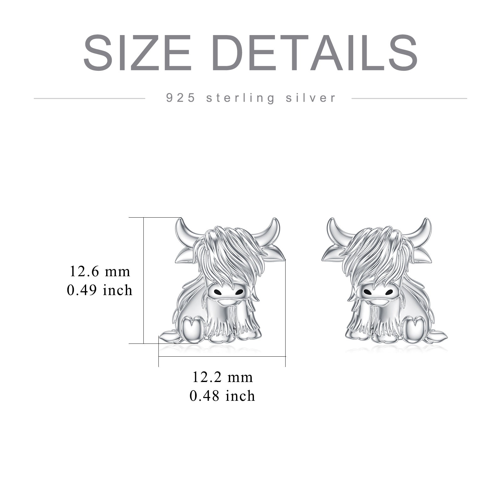 Highland Cow Earrings 925 Sterling Silver Cow Studs Earrings Highland Cow Jewelry Gifts