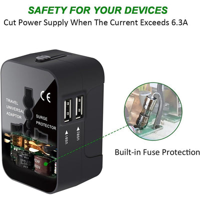 Travel Adapter, Worldwide All In One Universal Travel Adapter Wall Charger AC Power Plug Adapter Wi - 5 - CJ