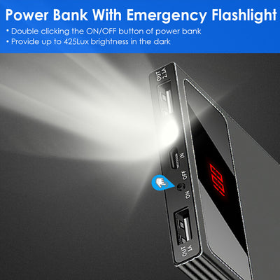 1Pc 20000mAh Power Bank Ultra - thin Phone Charger Dual USB Port Flashlight Battery Remain Display - 5 - CJ