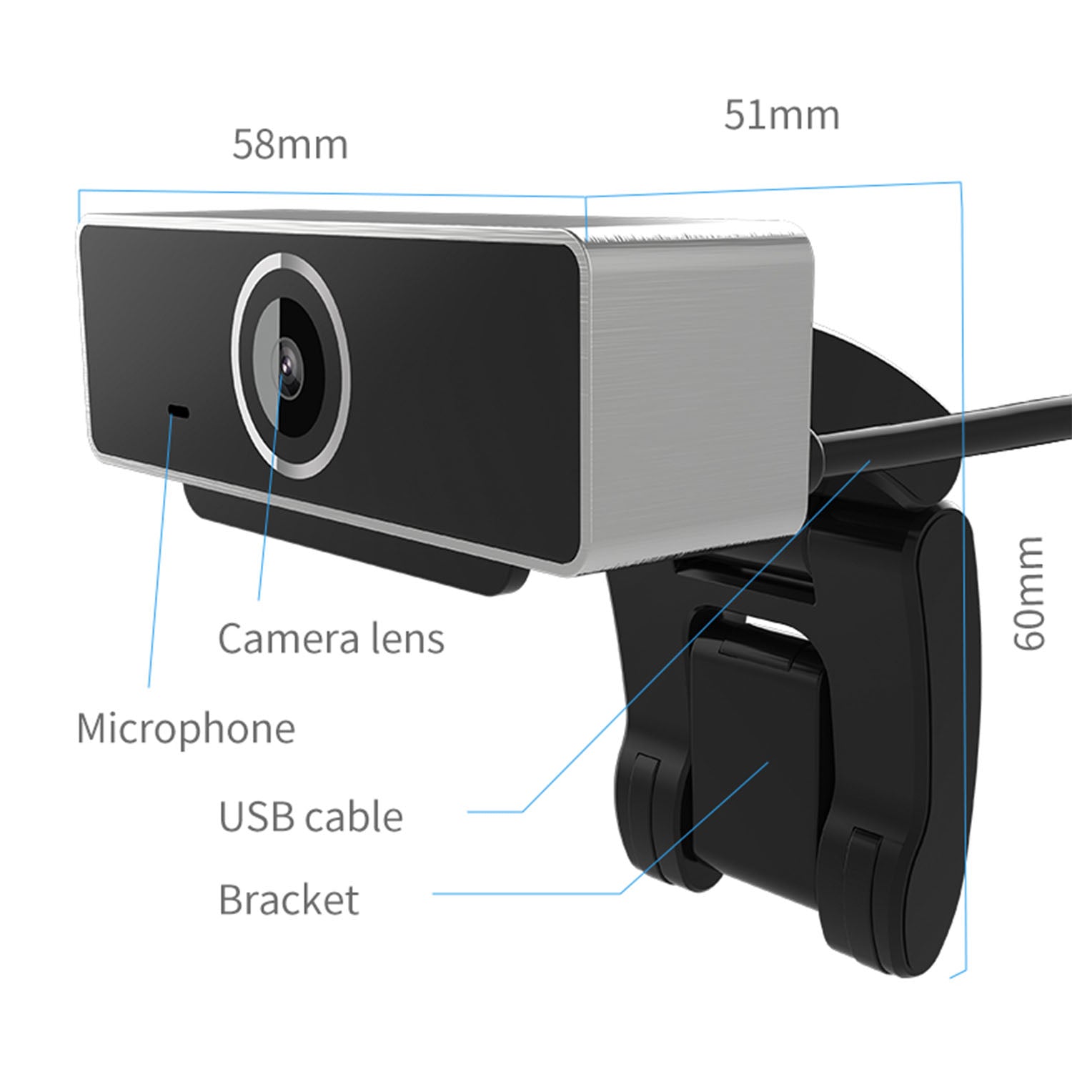 1Pc FHD 1080P Webcam USB PC Computer Webcam Auto Focus With Microphone 60 - Degree Widescreen Desktop Laptop Webcam Live Streaming Webcam With Rotatable Clip For Live Broadcast Video Calling Conferencin - 5 - CJ
