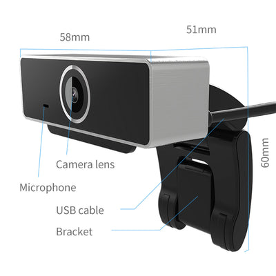 1Pc FHD 1080P Webcam USB PC Computer Webcam Auto Focus With Microphone 60 - Degree Widescreen Desktop Laptop Webcam Live Streaming Webcam With Rotatable Clip For Live Broadcast Video Calling Conferencin - 5 - CJ