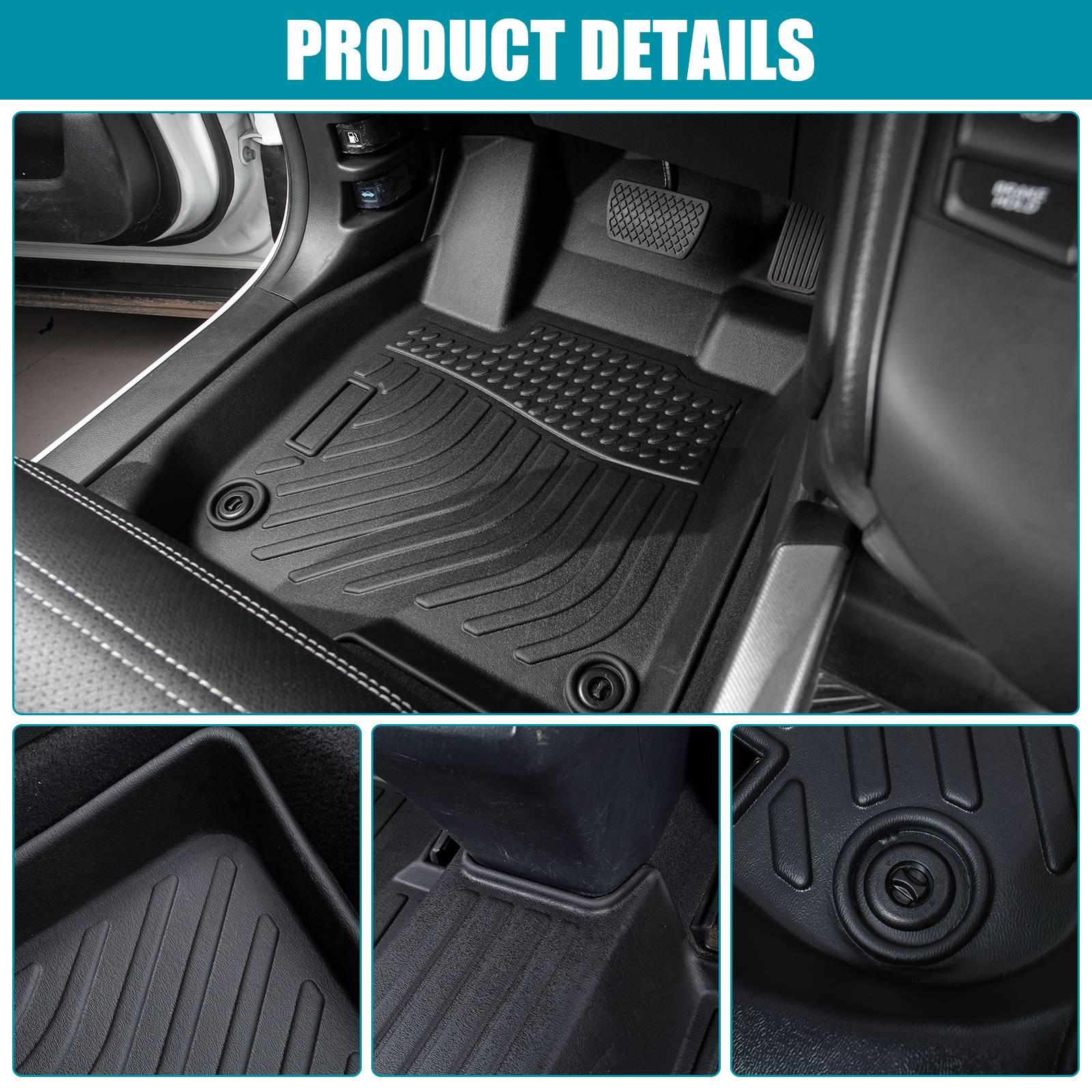 All Weather Floor Mats Liners For 2016 - 2020 Kia Optima Waterproof 3D TPE Carpet - 5 - CJ