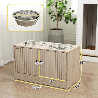 Elevated Dog Bowl, Large Feeding Dog Bowl Stand With 2 Stainless Steel Bowls, Storage Drawer, And Slow Feeder Mat. - 5 - CJ