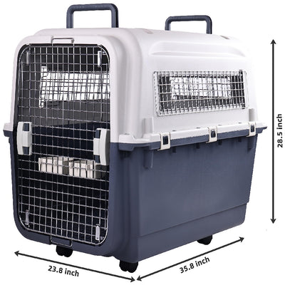 Only Supports Self Pickup  Plastic Dog Kennel, Pet Transport, Rolling Plastic Airline Approved Wire Door Travelling Dog Crate, Small - Medium - Large - 5 - CJ