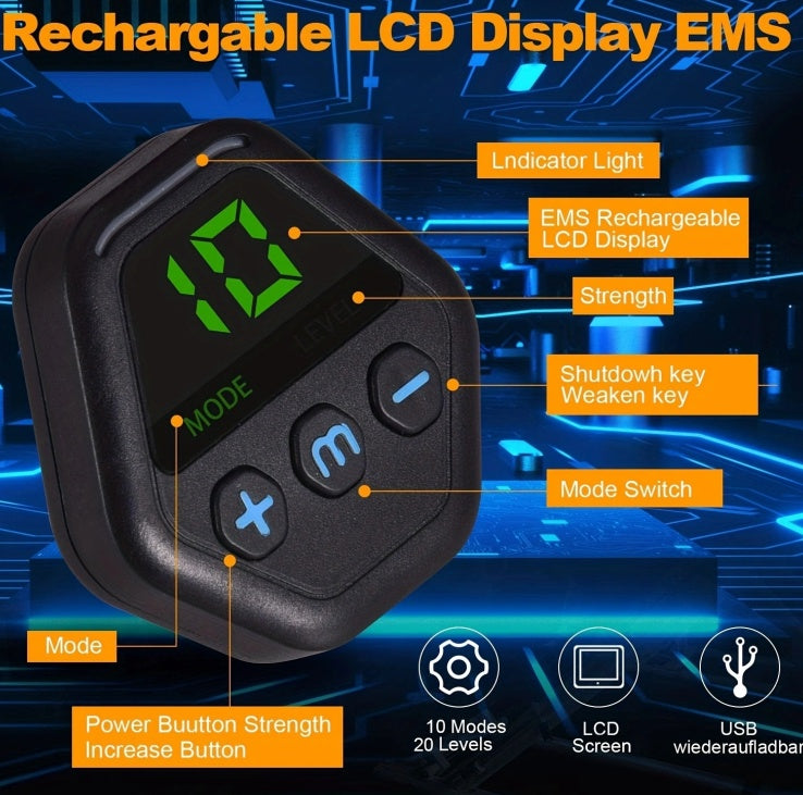 ABS Stimulator, Ab Trainer, EMS Muscle Stimulator LCD Screen Muscle Stimulator USB Rechargeable Por - 5 - CJ