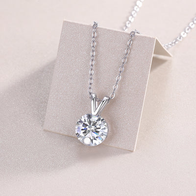 1Diamond Sparkle V - chain Luxury Fashion Diamond Pendant Necklace Set With Mosan Diamond Silver Ornaments Prohibit TikTok sales - 5 - CJ
