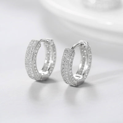 1 Pair Men's Hip Hop Zircon Hoop Earrings,Sparkling, Sleek Luxury,Versatile And Stylish - 5 - CJ
