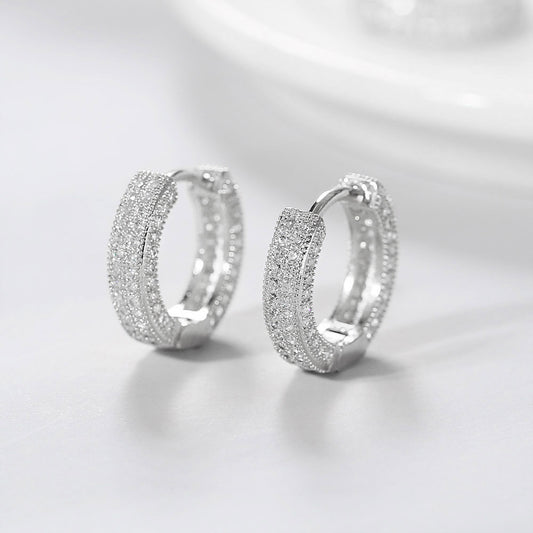 1 Pair Men's Hip Hop Zircon Hoop Earrings,Sparkling, Sleek Luxury,Versatile And Stylish - 5 - CJ