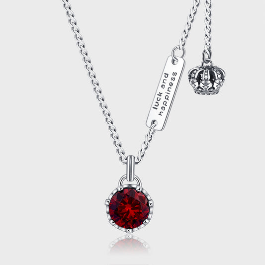 925 Sterling Silver Crown Retro Necklace Women's Brand Letter Small Design High Level - 4 - https://x.com/titan_prim62775J