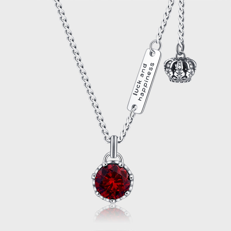 925 Sterling Silver Crown Retro Necklace Women's Brand Letter Small Design High Level - 4 - https://x.com/titan_prim62775J
