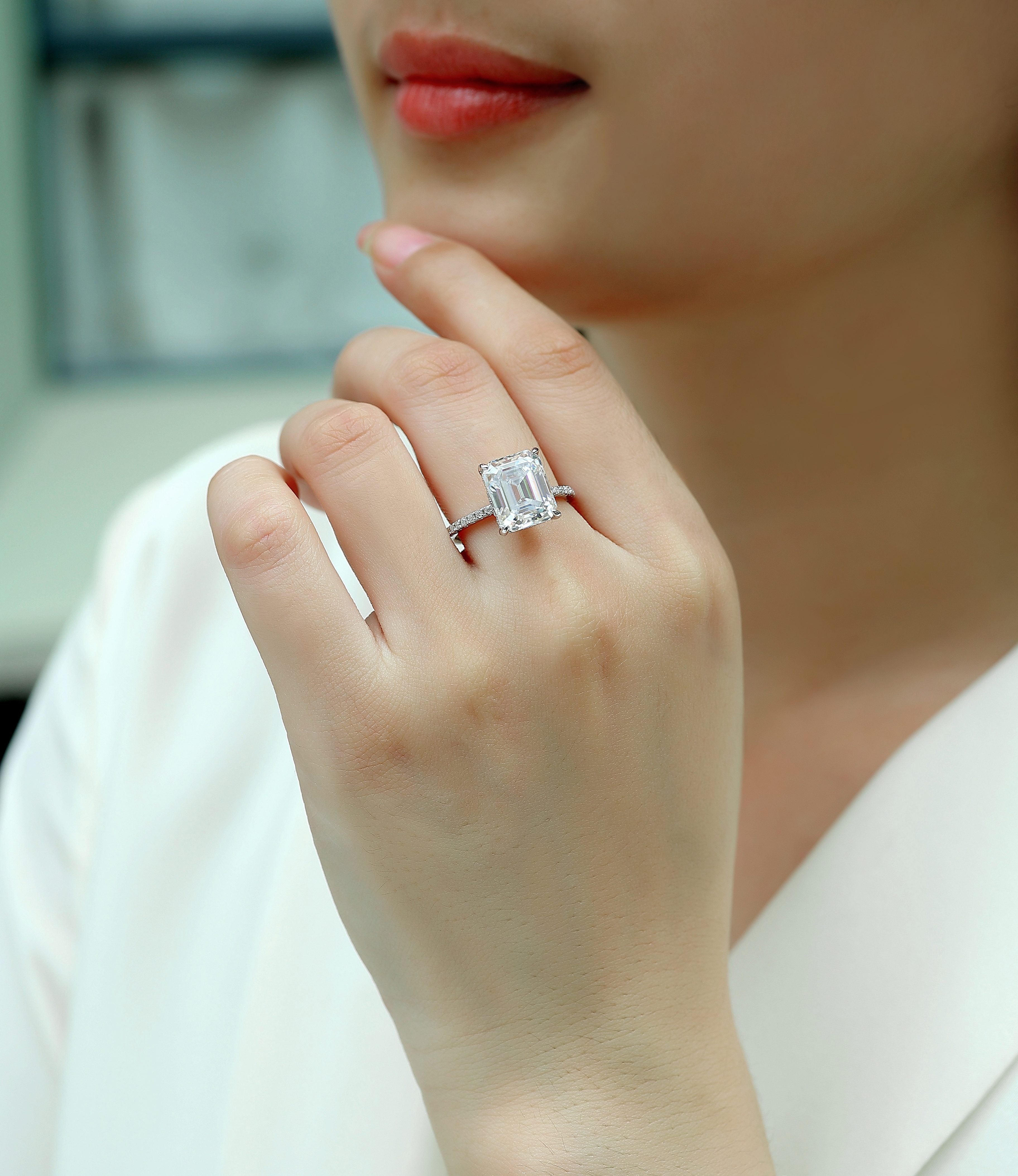 1Iridescence City - Fashionable Diamond Jewelry Set With Moissanite S925 Sterling Silver And Platinum Diamond Ring Prohibit TikTok sales - 5 - CJ