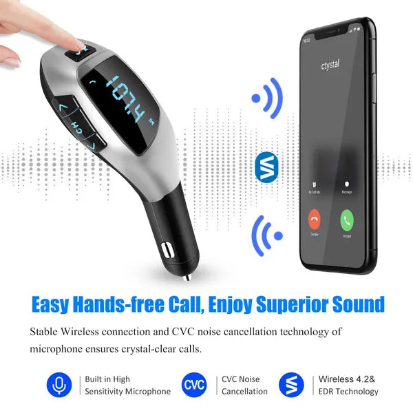 Car FM Wireless Transmitter USB Charge Hands - free Call MP3 Player - 5 - CJ