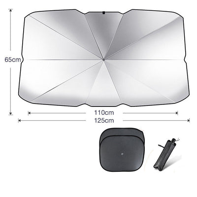 Foldable Car Windshield Sun Shade Umbrella UV Protection Heat Insulation Parasol Auto Front Window Cover Interior Protector Summer Gadgets - 0 - CJ - Titanium silver - Small with 2pcs mesh - CJQT123821518RI
