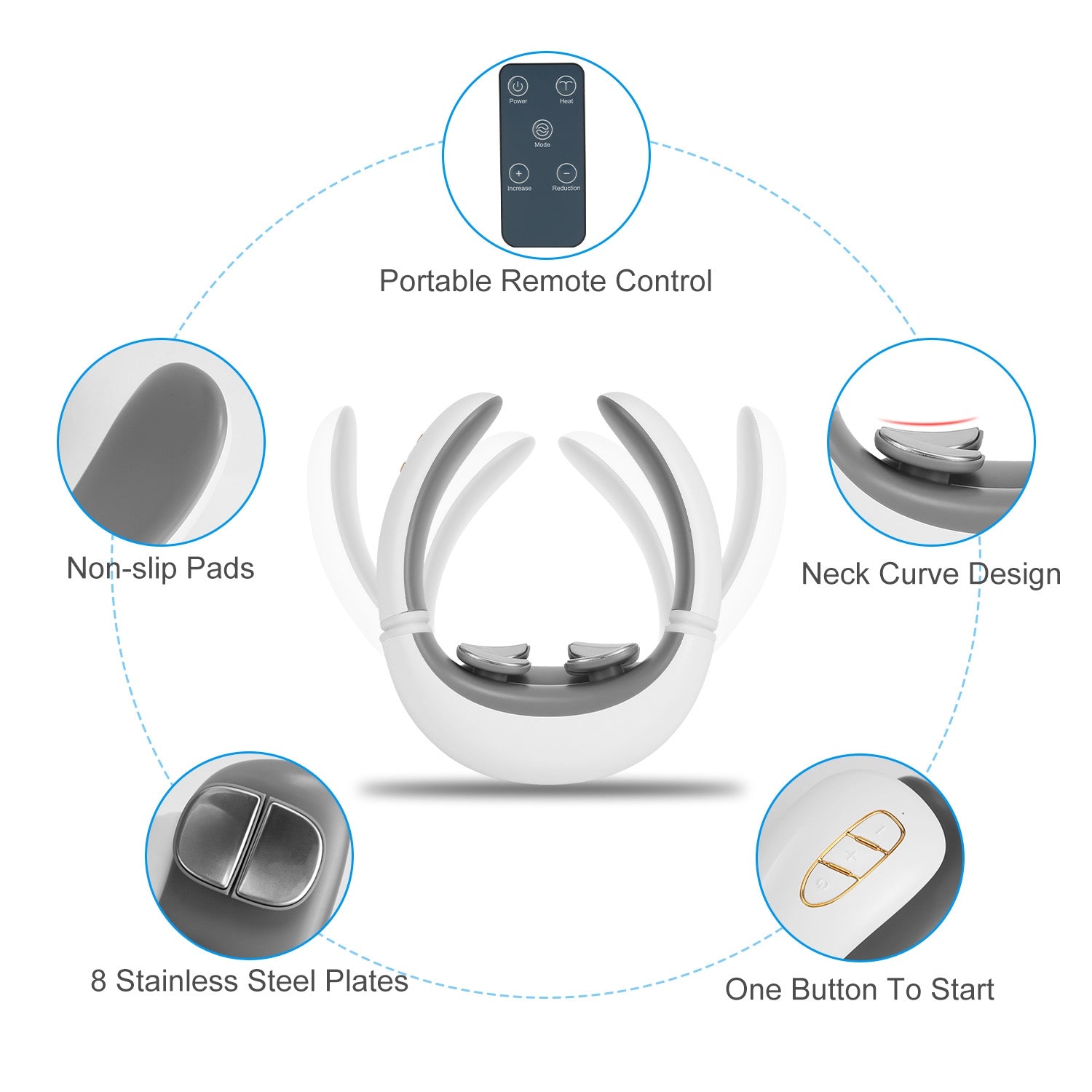 1 Set EMS Neck Massager With Heat Cordless Cervical Neck Massager EMS Neck Massager With 6 Modes 15 Intensity Levels Remote Control - 5 - CJ