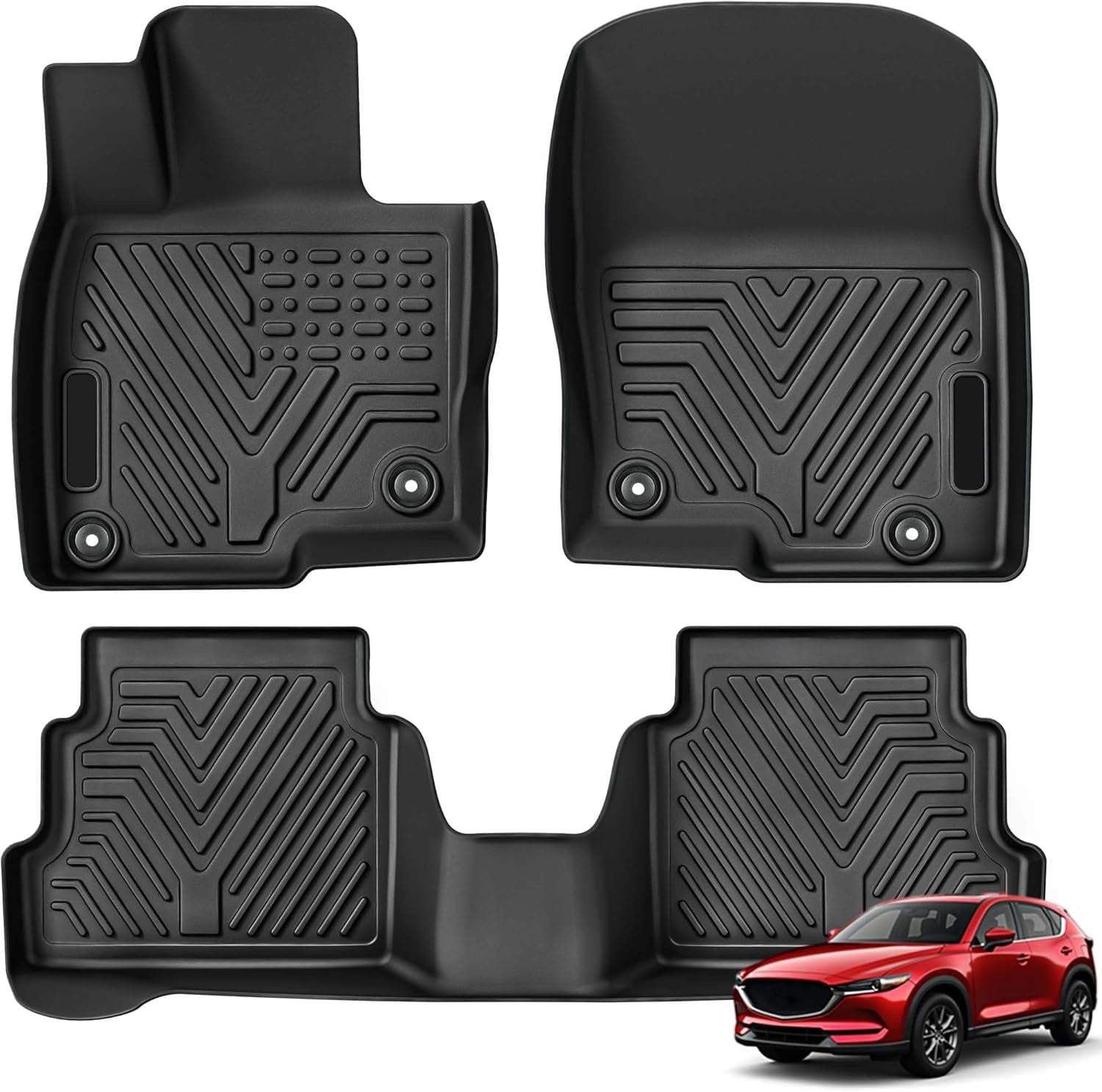 Floor Mats Fit For 2018 - 2023 Mazda CX - 5, TPE All Weather Custom Fit Floor Liners For Mazda CX5, 1st & 2nd Row Car Mats Accessories, Black - 5 - CJ