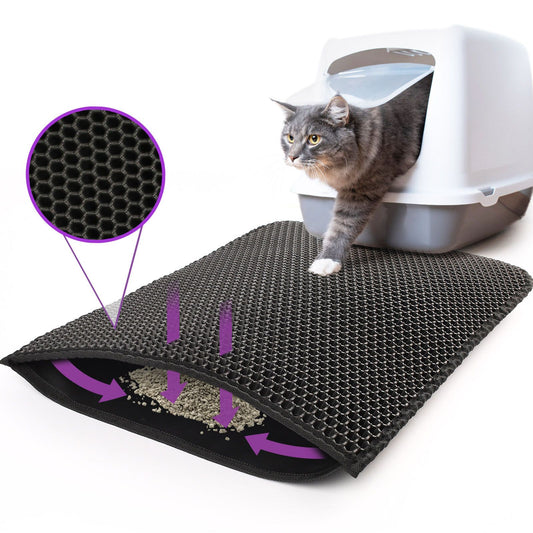 Kitty Cat Litter Mat Trapping Honeycomb Double Layer Design Waterproof Double Layer EVA Cat Litter Pad Waterproof Non - slip Sand Basin Filter Kitten Dog Washable Mattress - 5 - CJ