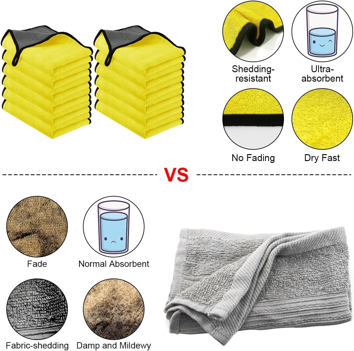 12PCS Car Cleaning Towels Drying Wash Cloth Microfibre Super Absorbent Polishing - 5 - cjdropshipping