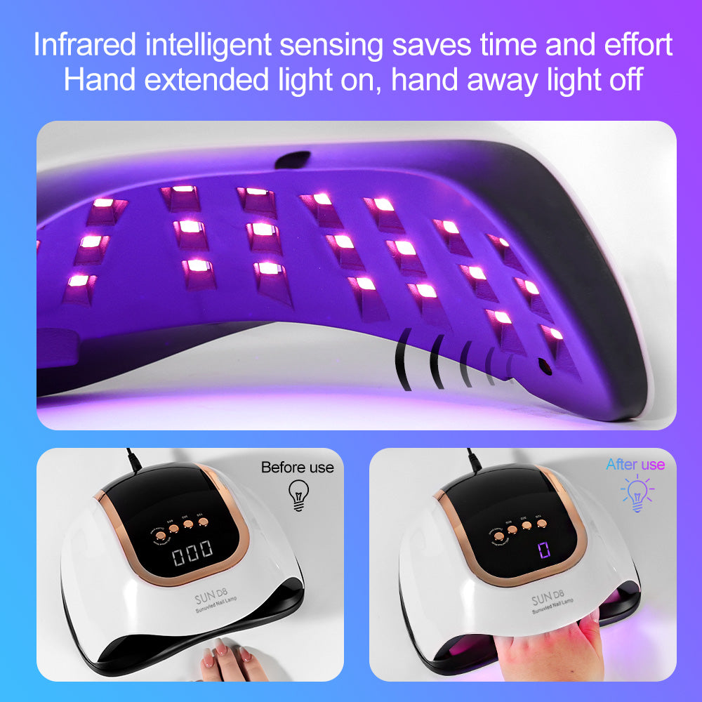UV LED Nail Lamp, Nail Dryer For Gel Polish, 3 Timers Curing Lamp Professional Nail Light, 66Pcs Uv Beads And Automatic Sensor - 5 - CJ