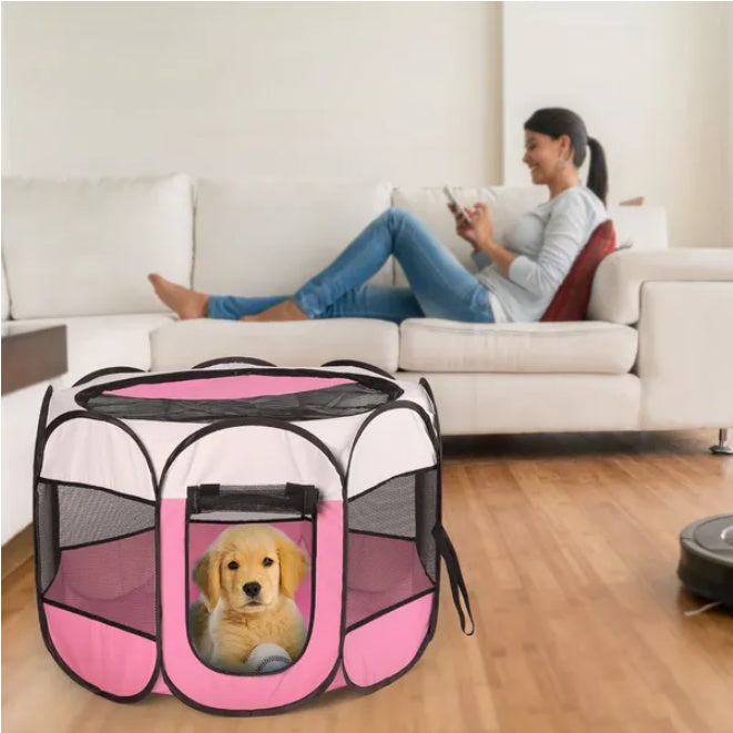 Portable Foldable Pet Fence Sports Pen Dog House - 5 - CJ