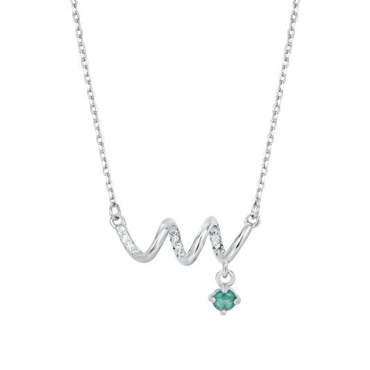 Fashion ECG Necklace Versatile Women's Jewelry Simple S925 Silver Set Emerald Pendant Collar Chain - 4 - CJ