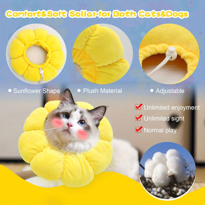 Cat Small Dog Recovery Collar, Cute Sunflower Neck Cone After Surgery, Adjustable Pet E Collar, Wound Healing Protective Cone Surgery Recovery Elizabethan Collars For Small Pets - 5 - CJ