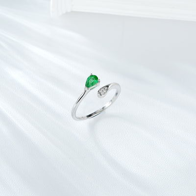 Simple S925 Silver Temperament Emerald Adjustable Ring - 4 - CJ