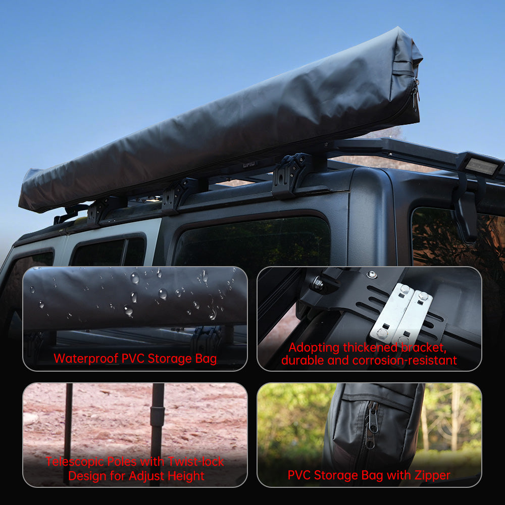 270 - Degree Awning Driver Side Free Standing, Car Side 270 - Degree Awning Waterproof UV50 Wind Resistant For SUV Van Truck - 5 - CJ